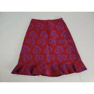 Anna Sui for Anthropologie RED Floral A-LINE Skirt Red LAVENDER MADE USA USED 2